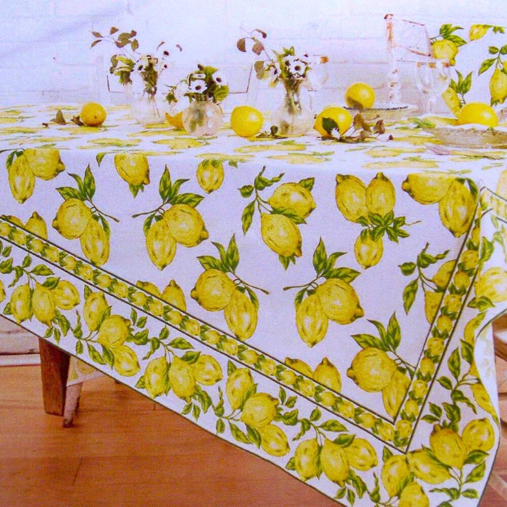 April Cornell Lemons Tablecloth 60 x 120 Table for 12-14 Oblong 100% Cotton New